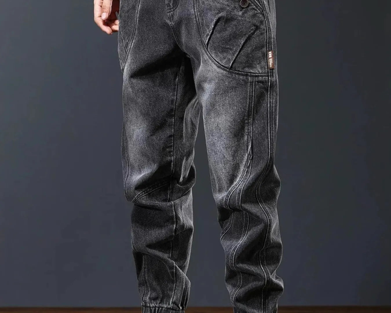 NEWYORKLISTED ATLAS MEN's COLLECTION: Men's Plus Size Washed Cargo Jogger Jean