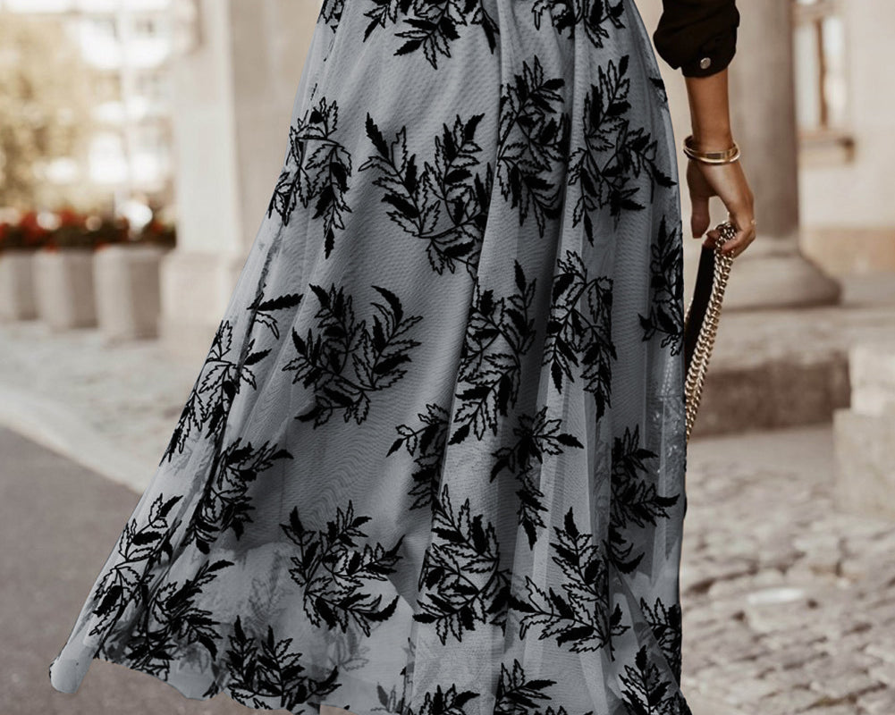 Embroidered High Waist Maxi Skirt - NEWYORKLISTED