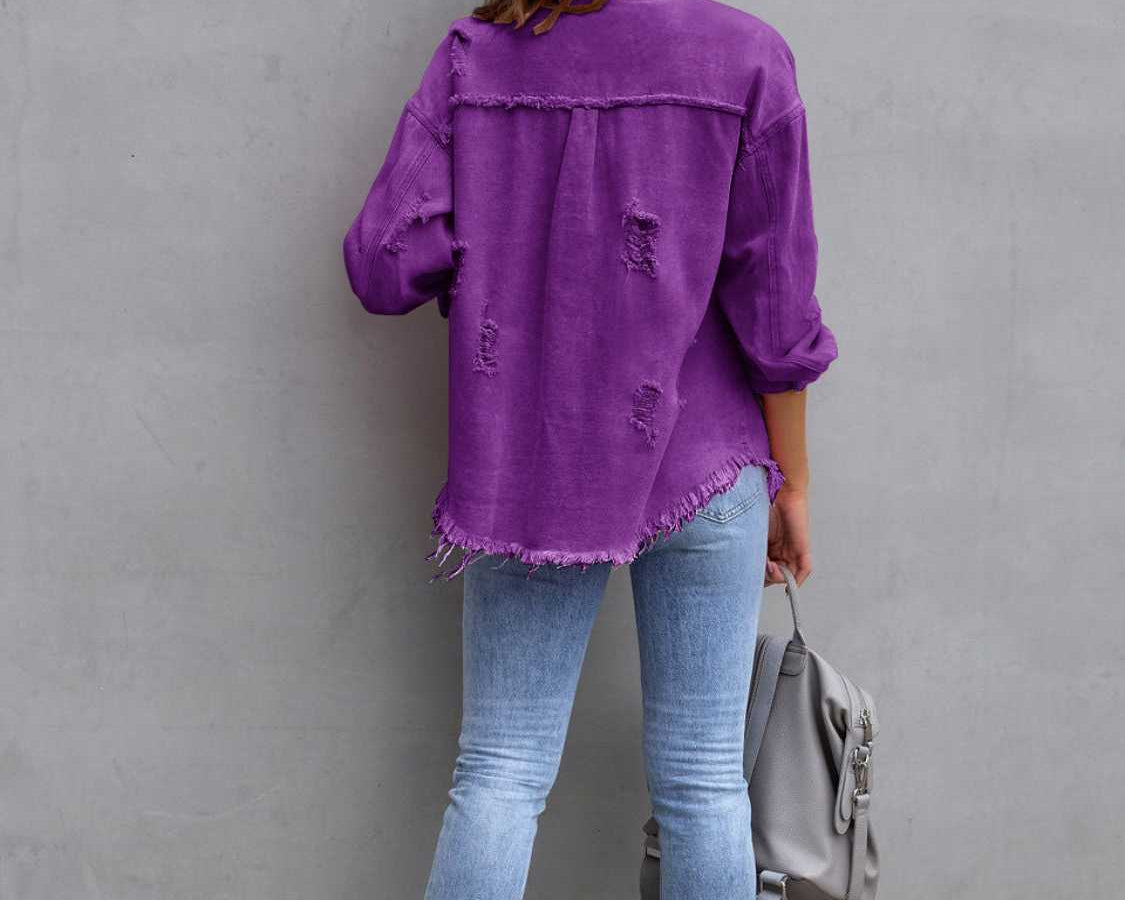 NEWYORKLISTED STYLE COLLECTION: Distressed Color Pop Denim Jacket - NEWYORKLISTED