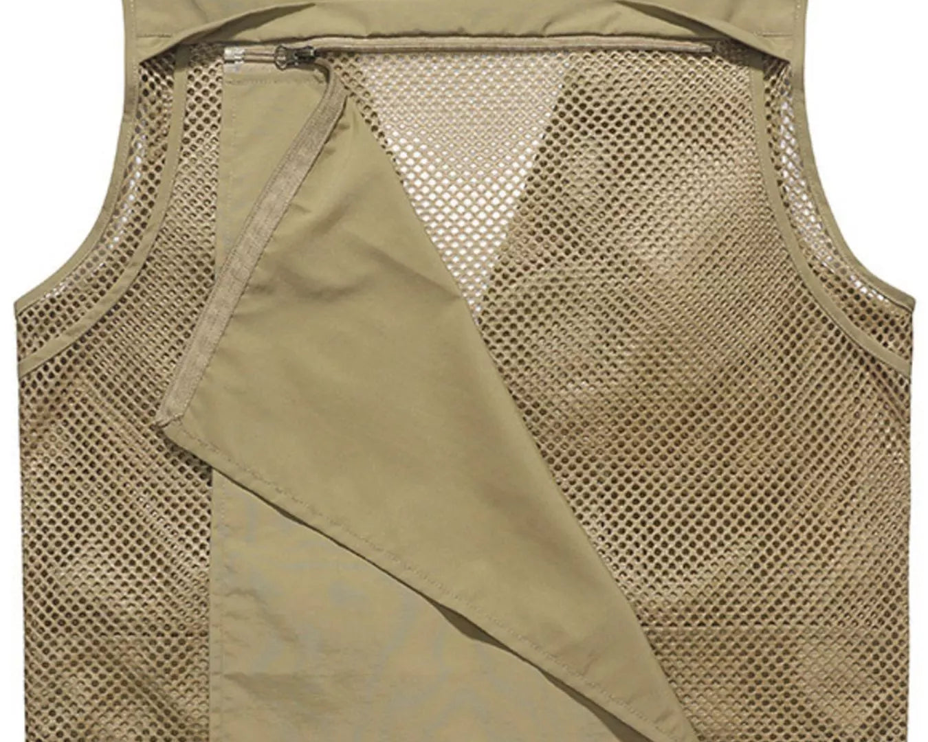 NEWYORKLISTED ATLAS MEN"S COLLECTION: Khaki vest with mesh back on a white background