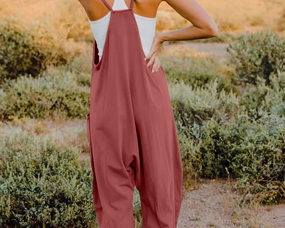 NEWYORKLISTED V-Neck Sleeveless Jumpsuit with Pockets - NEWYORKLISTED