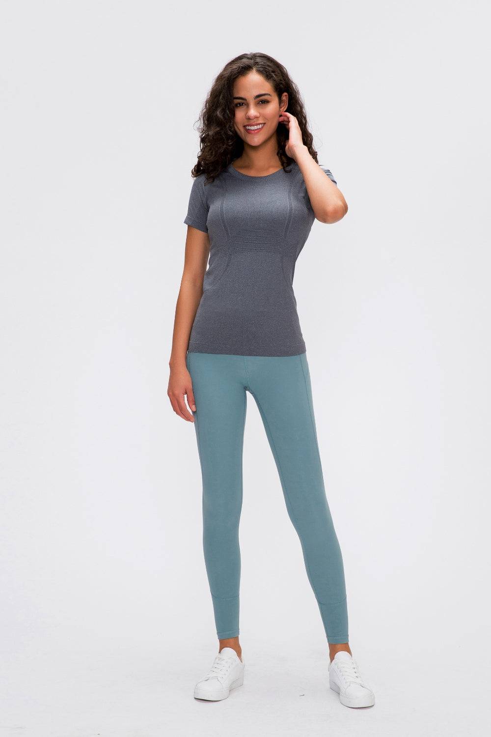 Millennia Round Neck Short Sleeve Active T-Shirt - NEWYORKLISTED