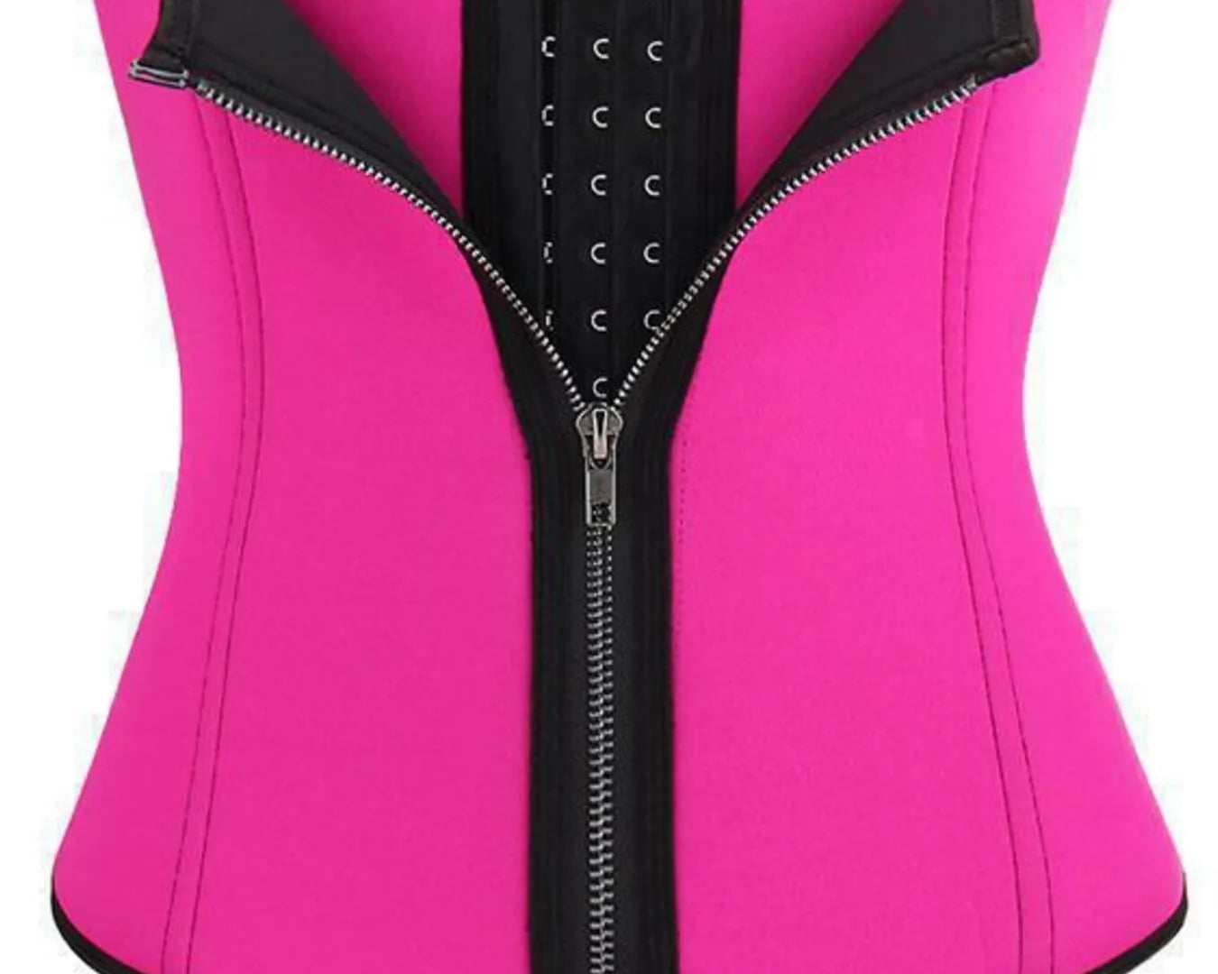 NEWYORKLISTED Intimate Apparel: Pink waist trainer with black zipper on a white background