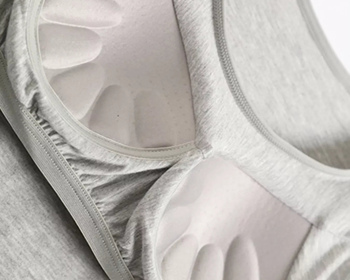 NEWYORKLISTED Intimate Apparel Collection: Gray tank top with a close-up of the neckline and straps.