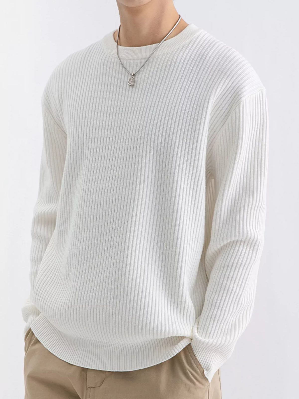 NEWYORKLISTED ATLAS MEN'S COLLECTION – Men's ribbed knit crew-neck sweater, product image 1