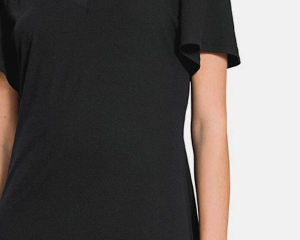 NEWYORKLISTED V-Neck Short Sleeve Dress - NEWYORKLISTED