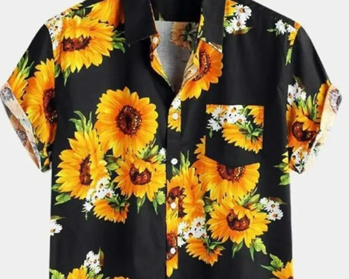 NEWYORKLISTED ATLAS MEN'S COLLECTION: Men's Sunflower Short Sleeve Shirt