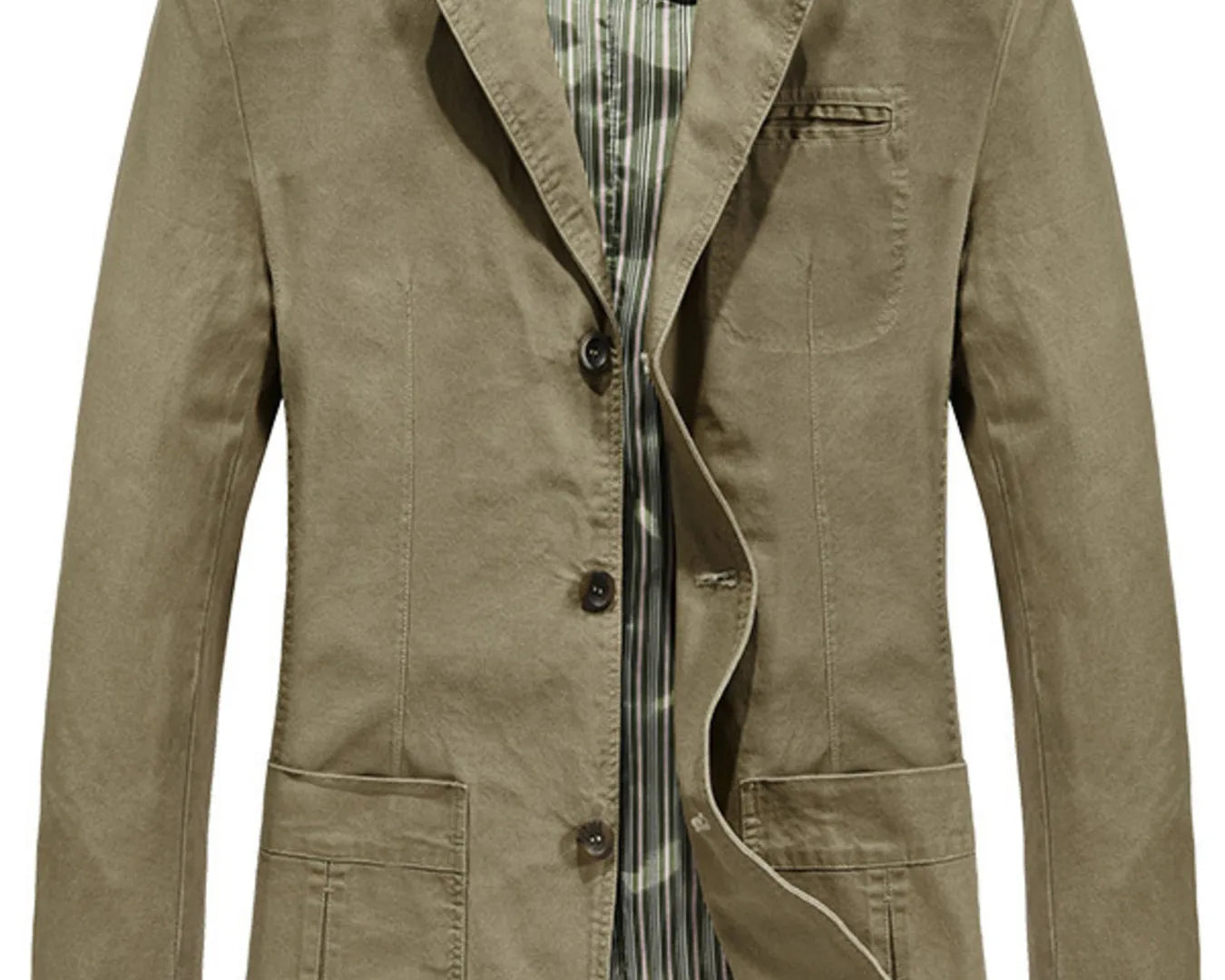 NEWYORKLISTED ATLAS MEN"S COLLECTION: Beige jacket with plaid lining on a white background