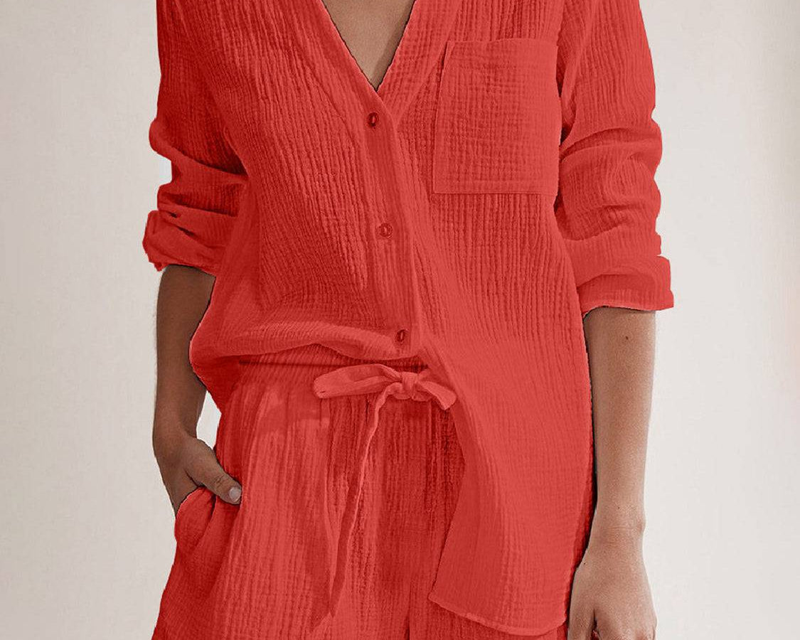 NYLD: Notched Long Sleeve Top and Shorts Set - NEWYORKLISTED