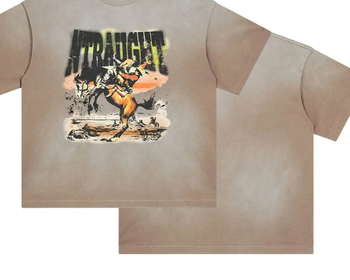 NEWYORKLISTED ATLAS MEN'S COLLECTION: Beige t-shirt with graphic design on a white background