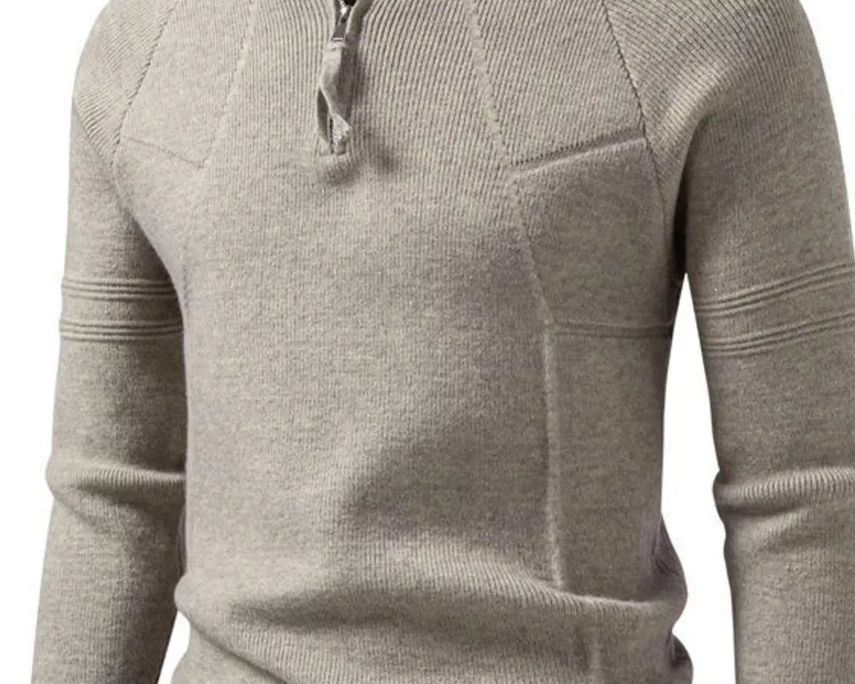 NEWYORKLISTED ATLAS MEN'S COLLECTION: Men's ribbed knit quarter-zip sweater, model view