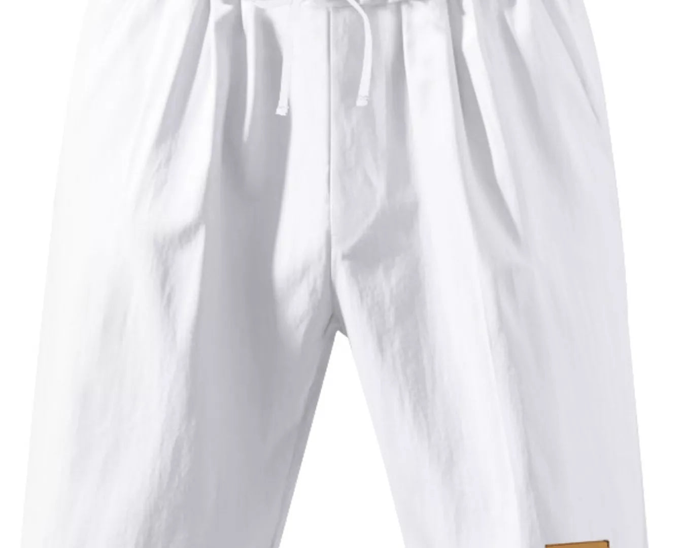NEWYORKLISTED ATLAS MEN'S COLLECTION: White shorts with a brown patch on a white background