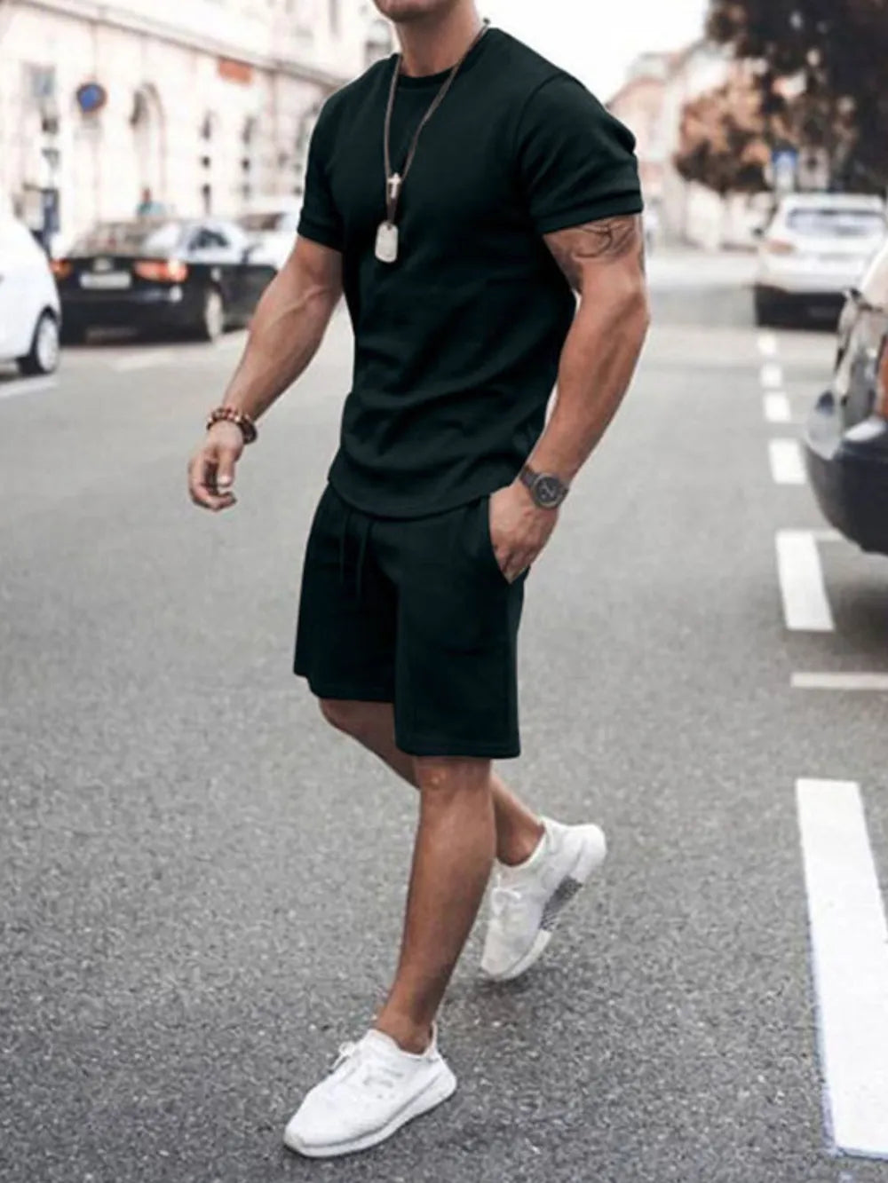NEWYORKLISTED ATLAS MEN’S COLLECTION: Men’s Plus Size Round Neck Short Sleeve Top and Shorts Set – All-Day Comfort, Streamlined Style