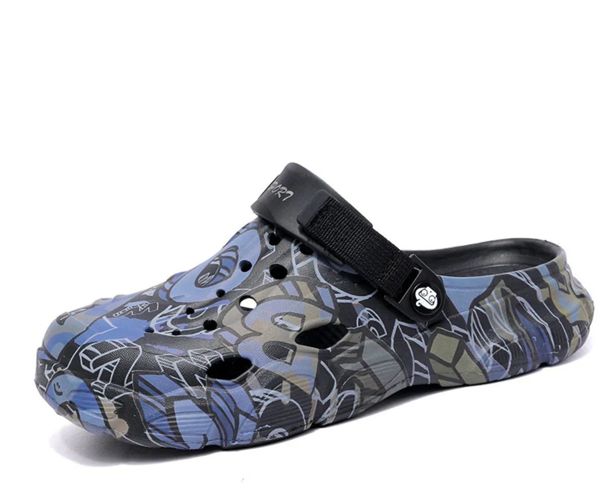 NEWYORKLISTED ATLAS MEN'S COLLECTION: Clog shoe with blue and gray pattern on a white background