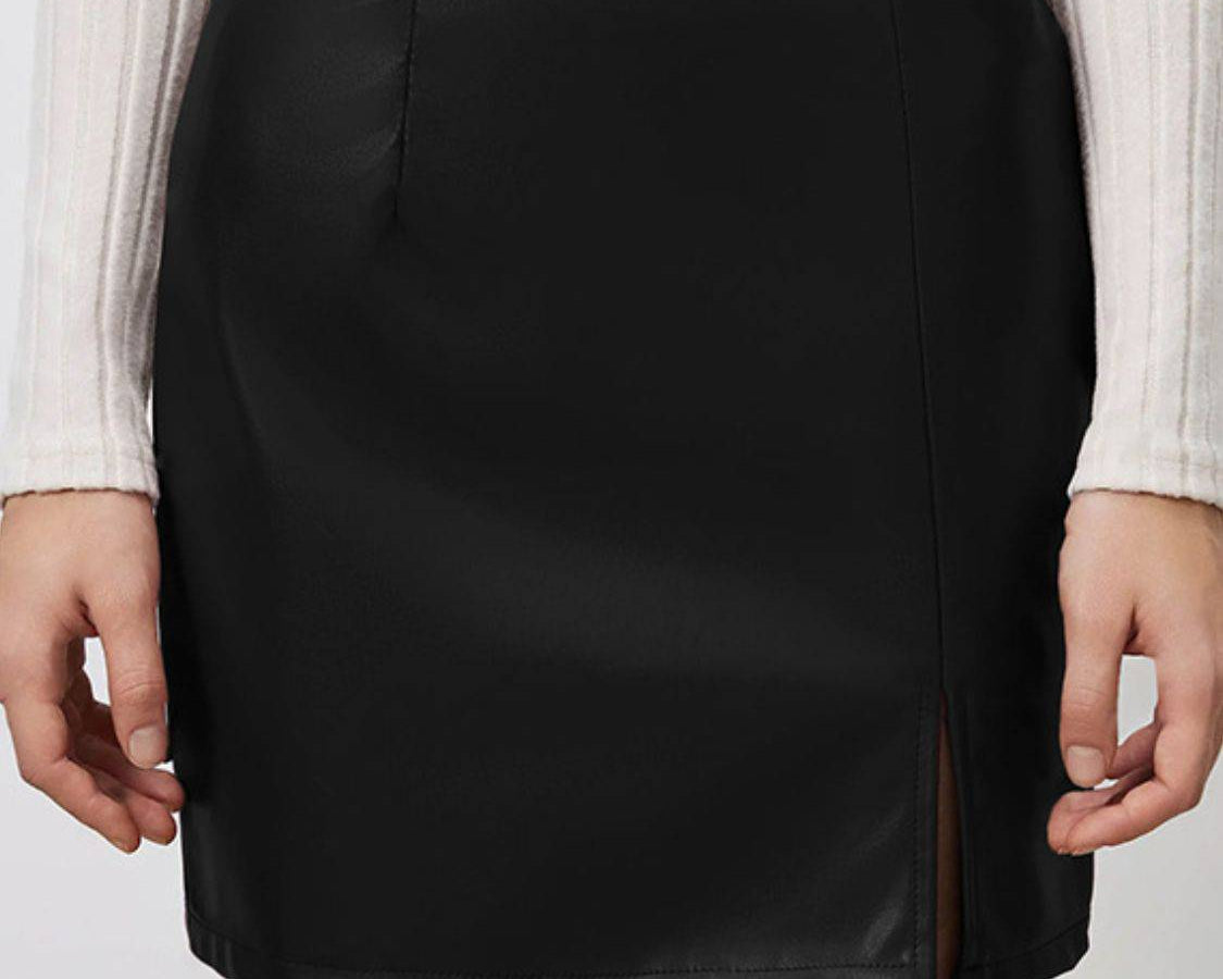 Slit Mini Skirt with Zipper - NEWYORKLISTED