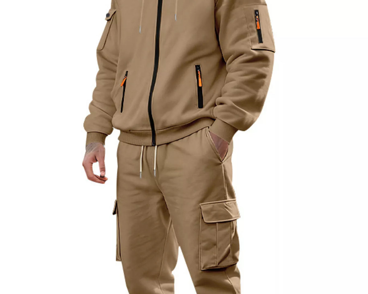 NEWYORKLISTED ATLAS MEN'S COLLECTION – Men's zip-up hoodie and cargo pants two-piece set, product image 3