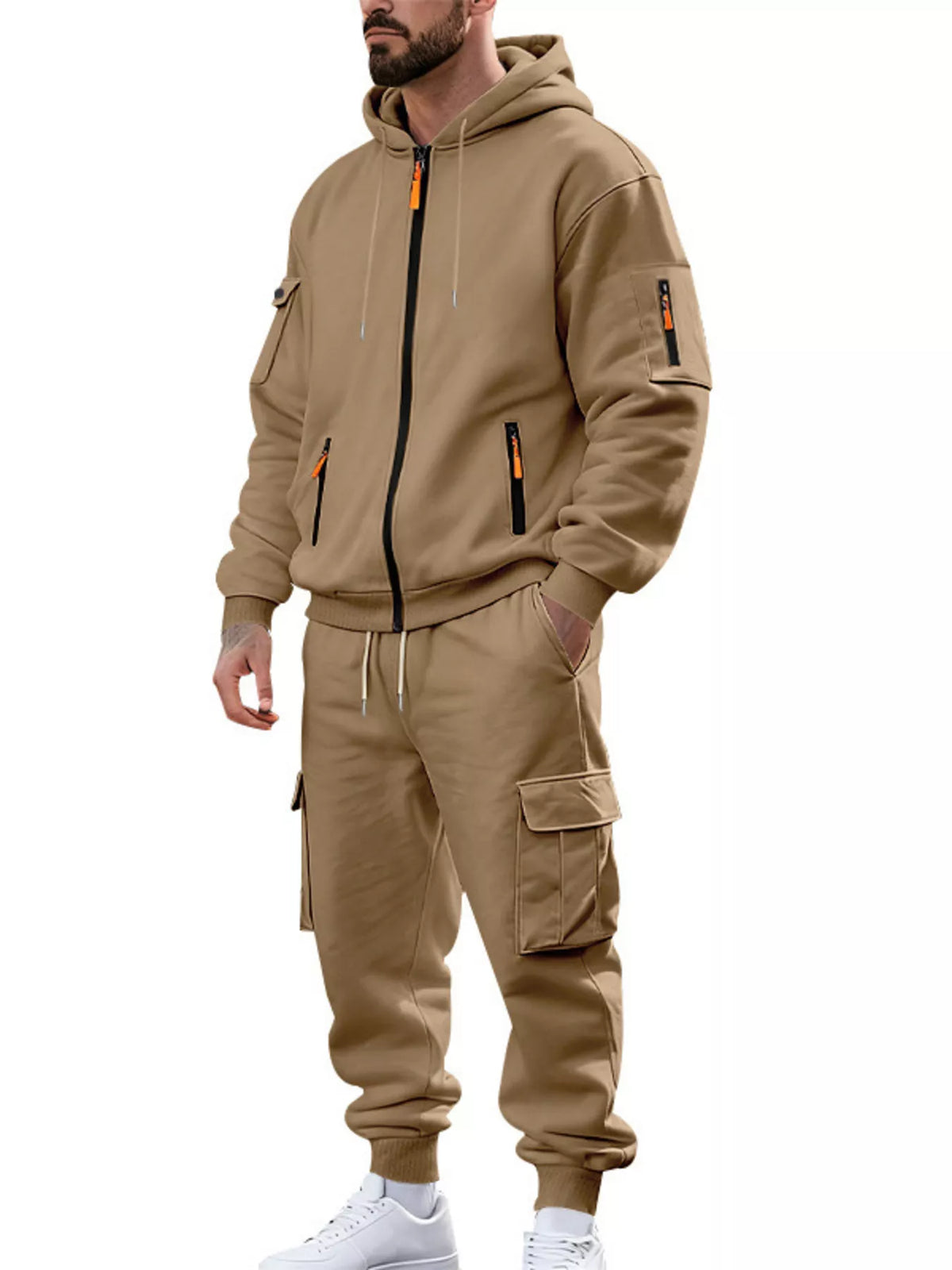 NEWYORKLISTED ATLAS MEN'S COLLECTION – Men's zip-up hoodie and cargo pants two-piece set, product image 3