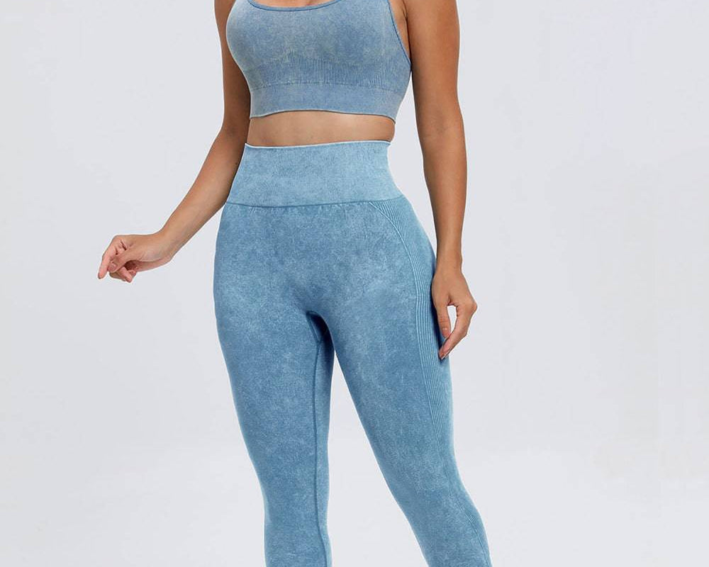 NEWYORKLISTED STYLE COLLECTION: 3 Piece Washed Square Neck Wide Strap Active Set - NEWYORKLISTED