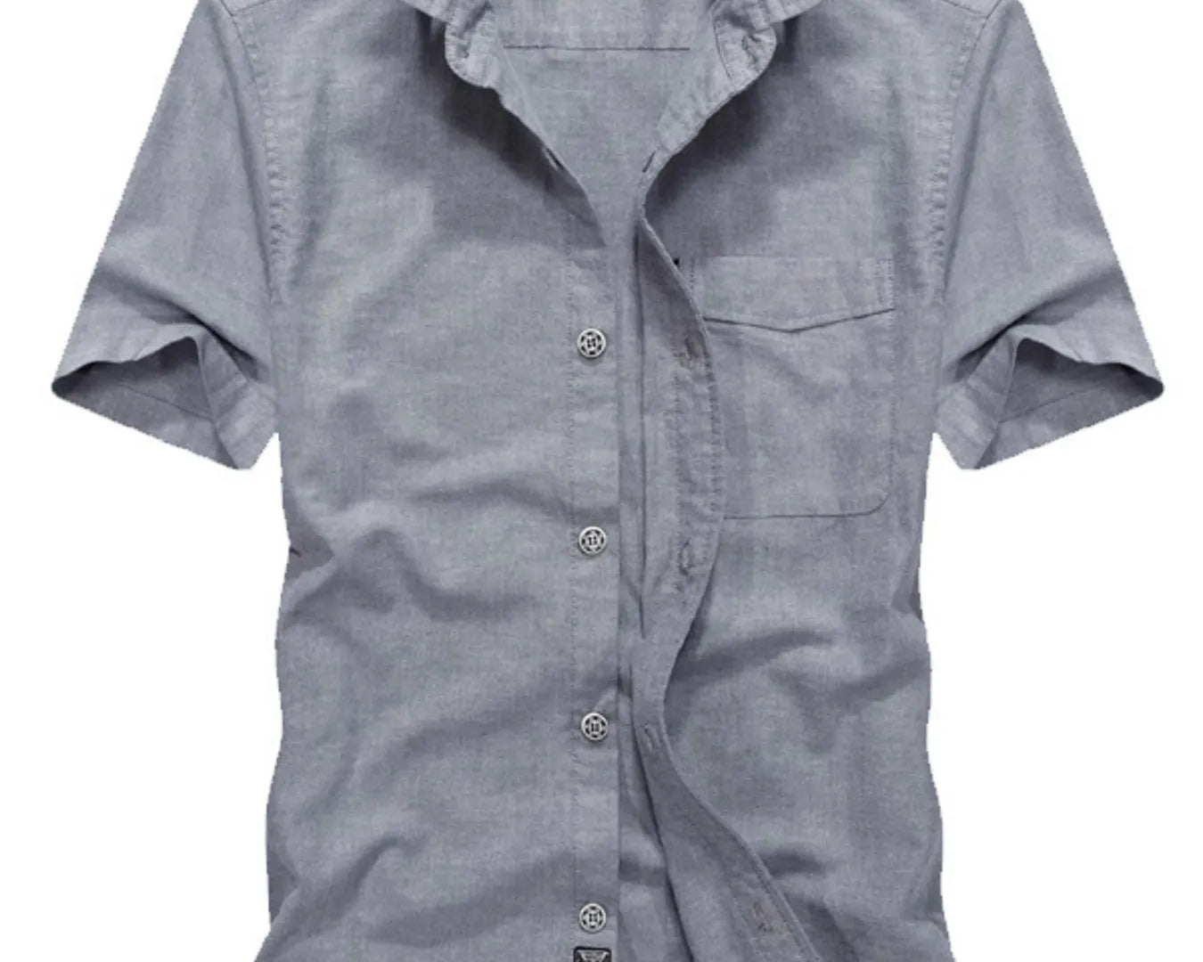NEWYORKLISTED ATLAS MEN's COLLECTTION: Gray short-sleeve shirt with 'Sun Port' branding on a white background