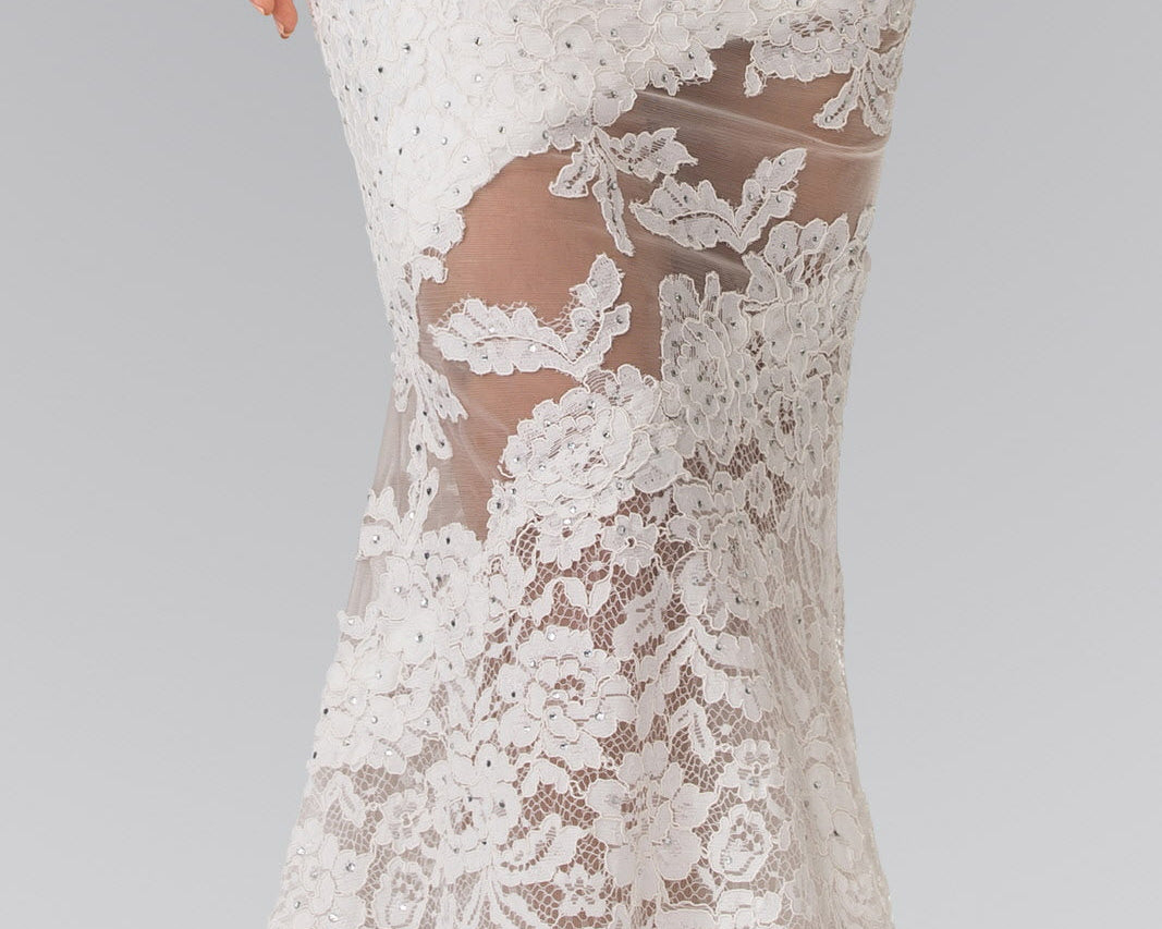 Illusion Cut-Out Lace Long Dress-2