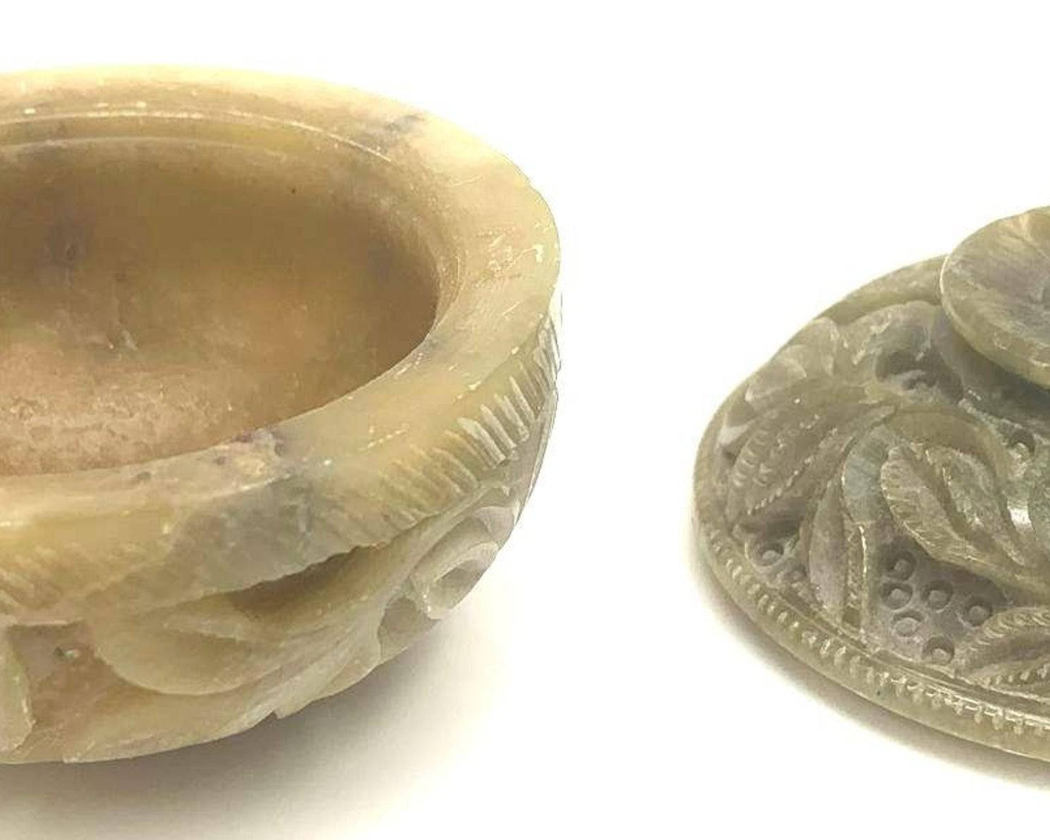 NEWYORKLISTED UNIQUE FINDS COLLECTION: Jade Intricately Carved Round Trinket Bowl - NEWYORKLISTED