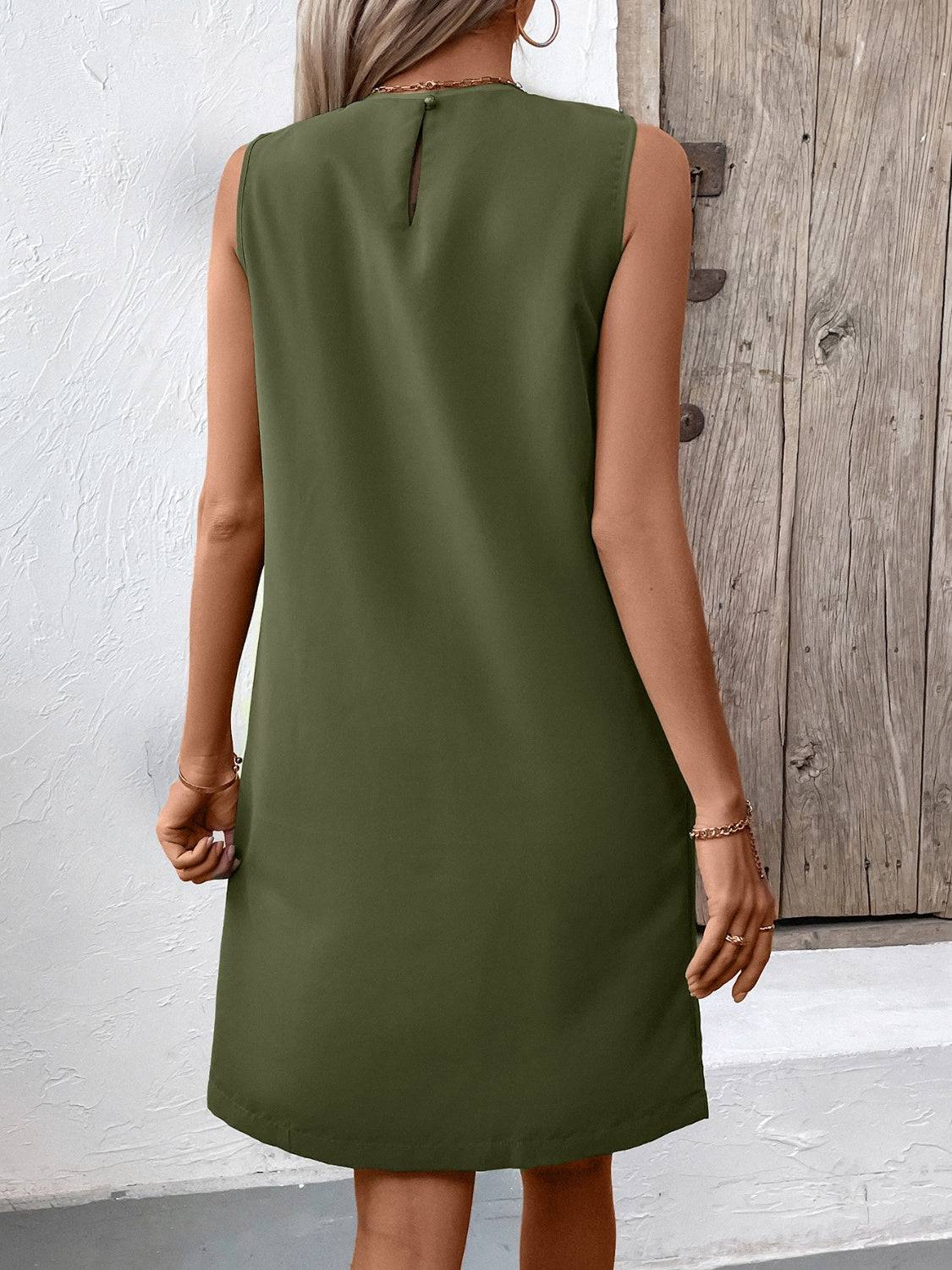 NYLD Pocketed Round Neck Sleeveless Mini Dress - NEWYORKLISTED