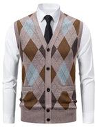 NEWYORKLISTED ATLAS MEN'S COLLECTION – Men's argyle V-neck button-down cardigan vest, product image 2