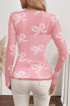 Bow Round Neck Long Sleeve Top - NEWYORKLISTED