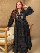 NEWYORKLISTED STYLE COLLECTION: Plus Size Embroidered Long Sleeve Dress - NEWYORKLISTED