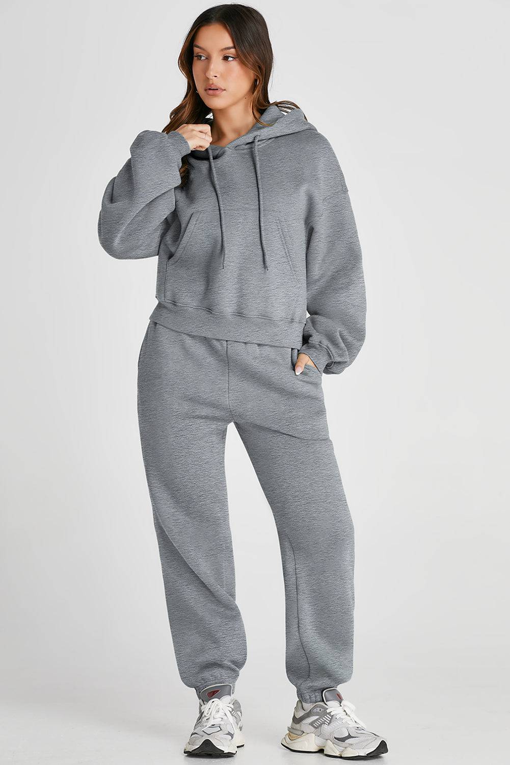 Dropped Shoulder Hooded Top and Pants Active Set - NEWYORKLISTED