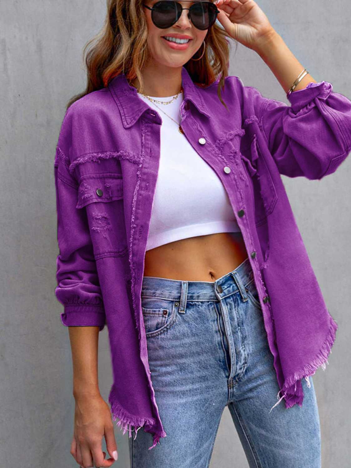 NEWYORKLISTED STYLE COLLECTION: Distressed Color Pop Denim Jacket - NEWYORKLISTED
