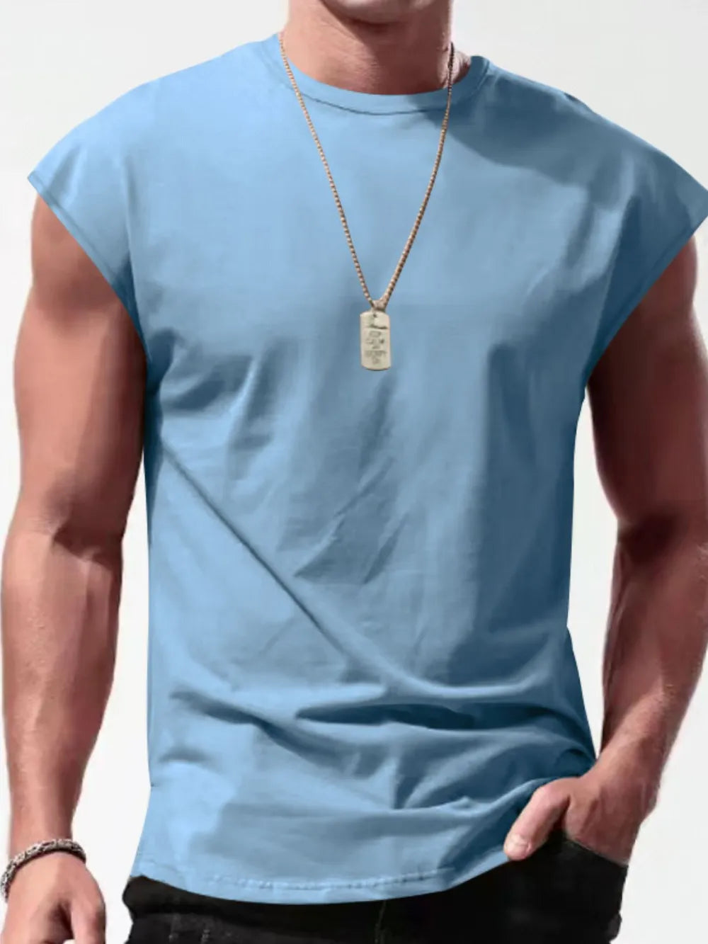 NEWYORKLISTED ATLAS MENS Collection: Men's Full Size Round Neck Cap Sleeve Tank Plus Size
