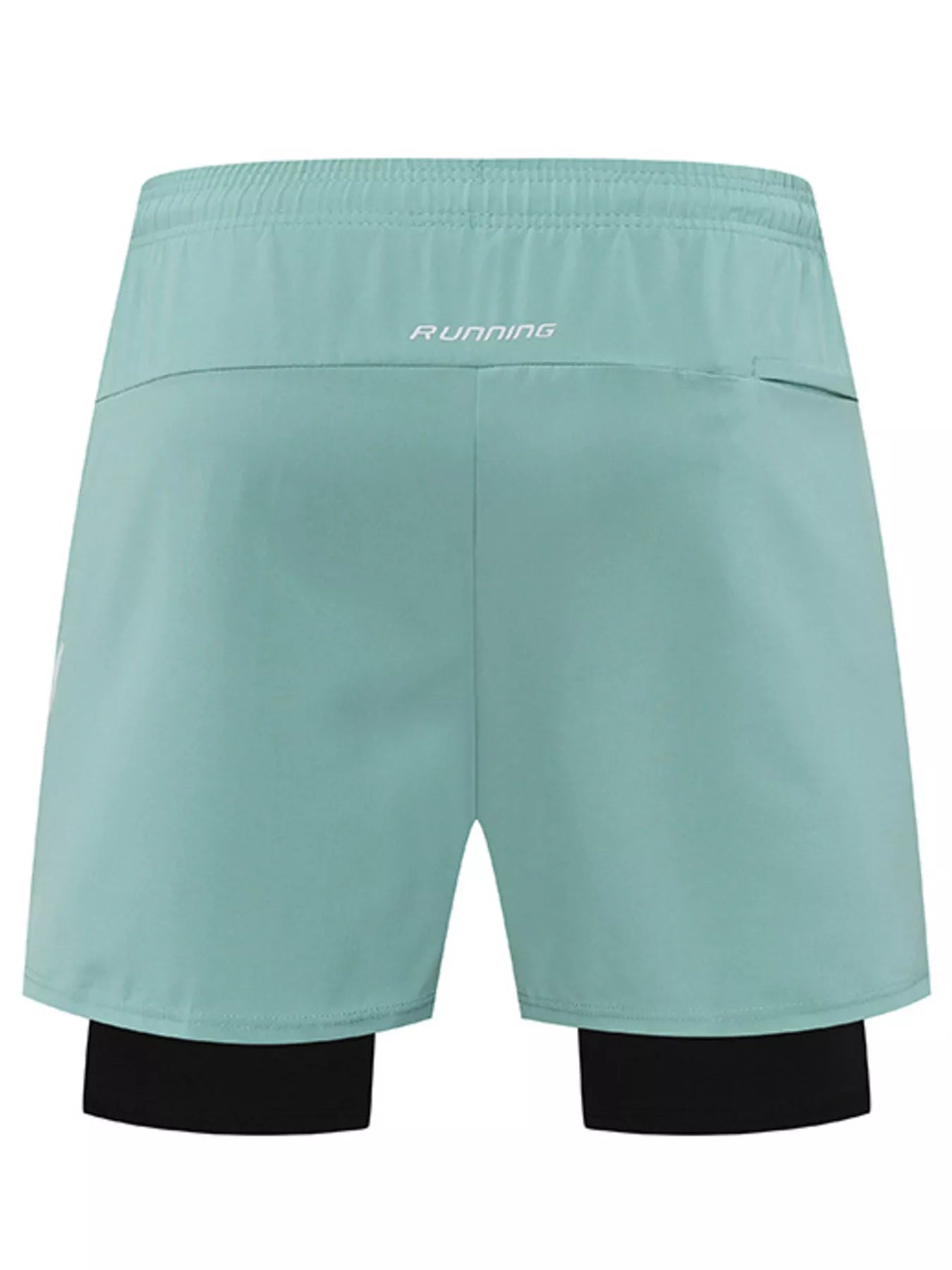 NEWYORKLISTED ATLAS MEN's COLLECTION: Light blue running shorts with black waistband on a white background