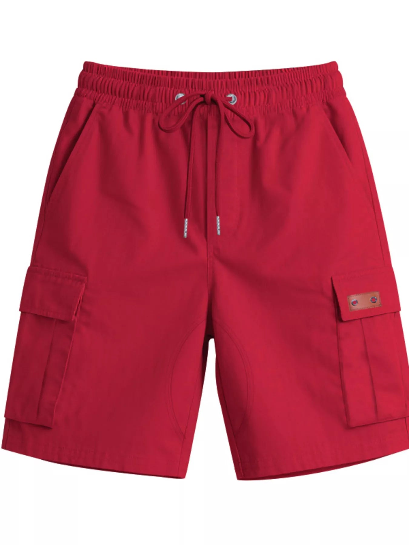 NEWYORKLISTED ATLAS MEN'S COLLECTION: Red cargo shorts with a drawstring on a white background