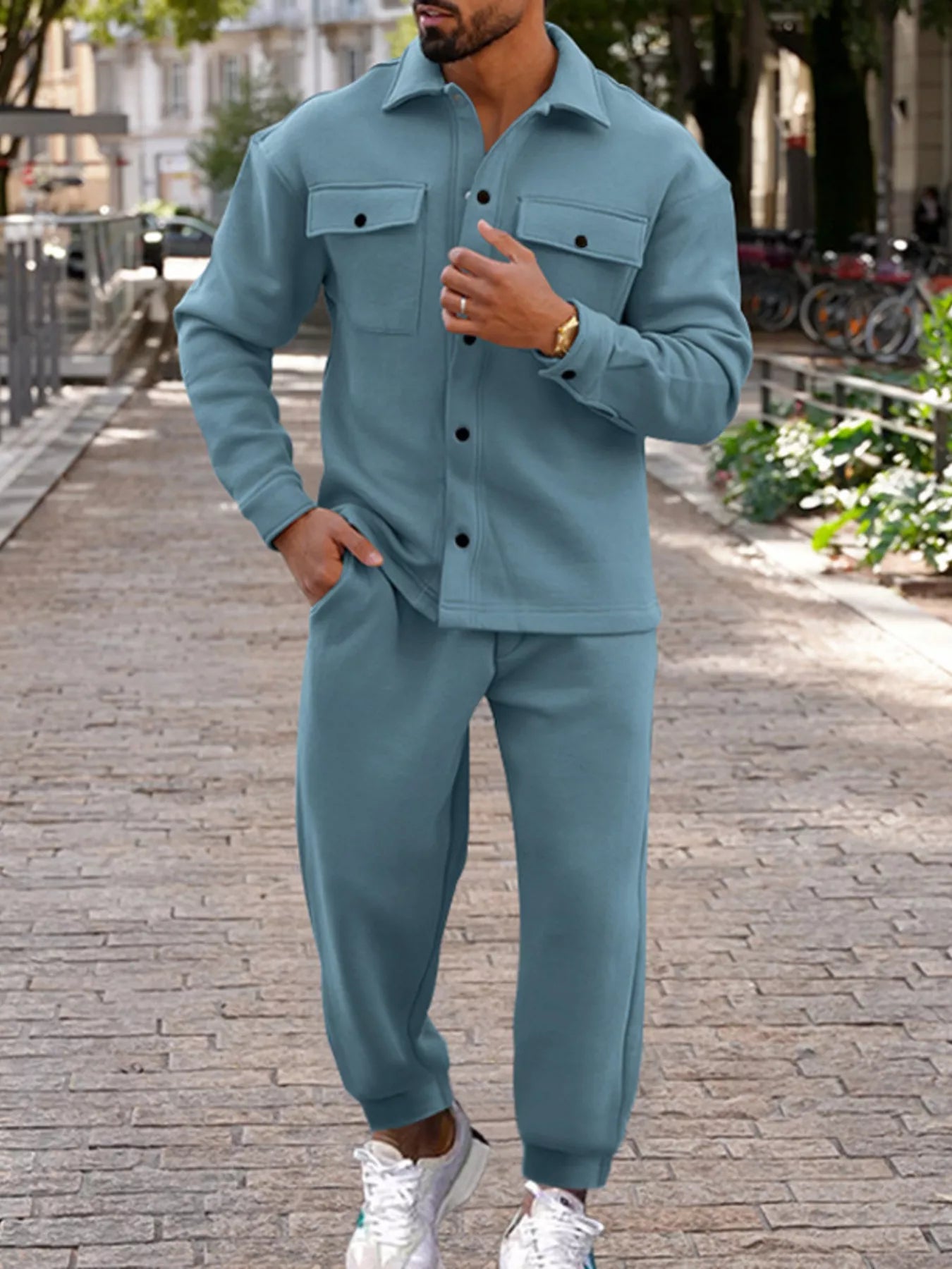 NEWYORKLISTED ATLAS MEN'S COLLECTION – Men's long-sleeve shirt and joggers two-piece set, product image 4