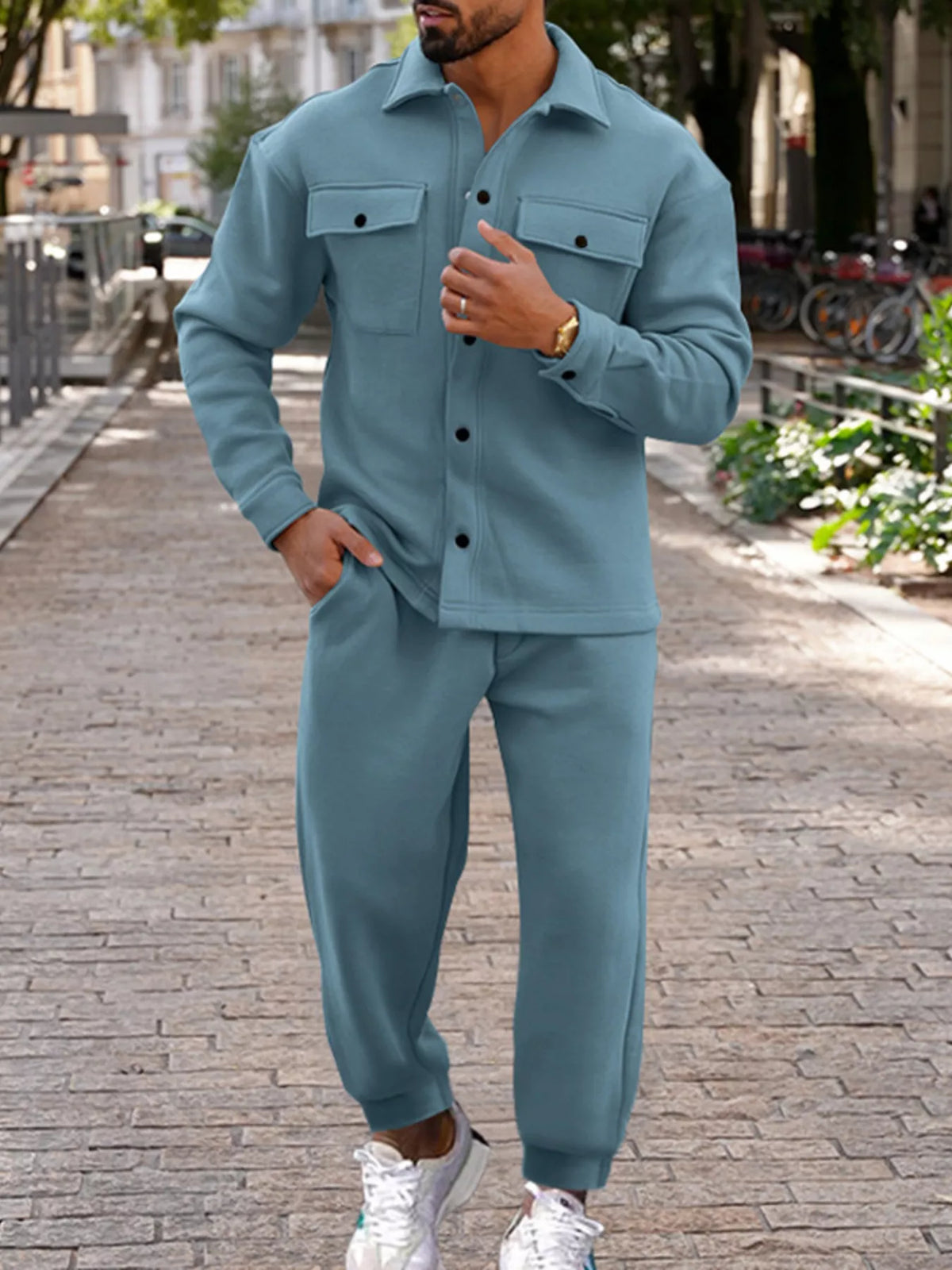 NEWYORKLISTED ATLAS MEN'S COLLECTION – Men's long-sleeve shirt and joggers two-piece set, product image 4