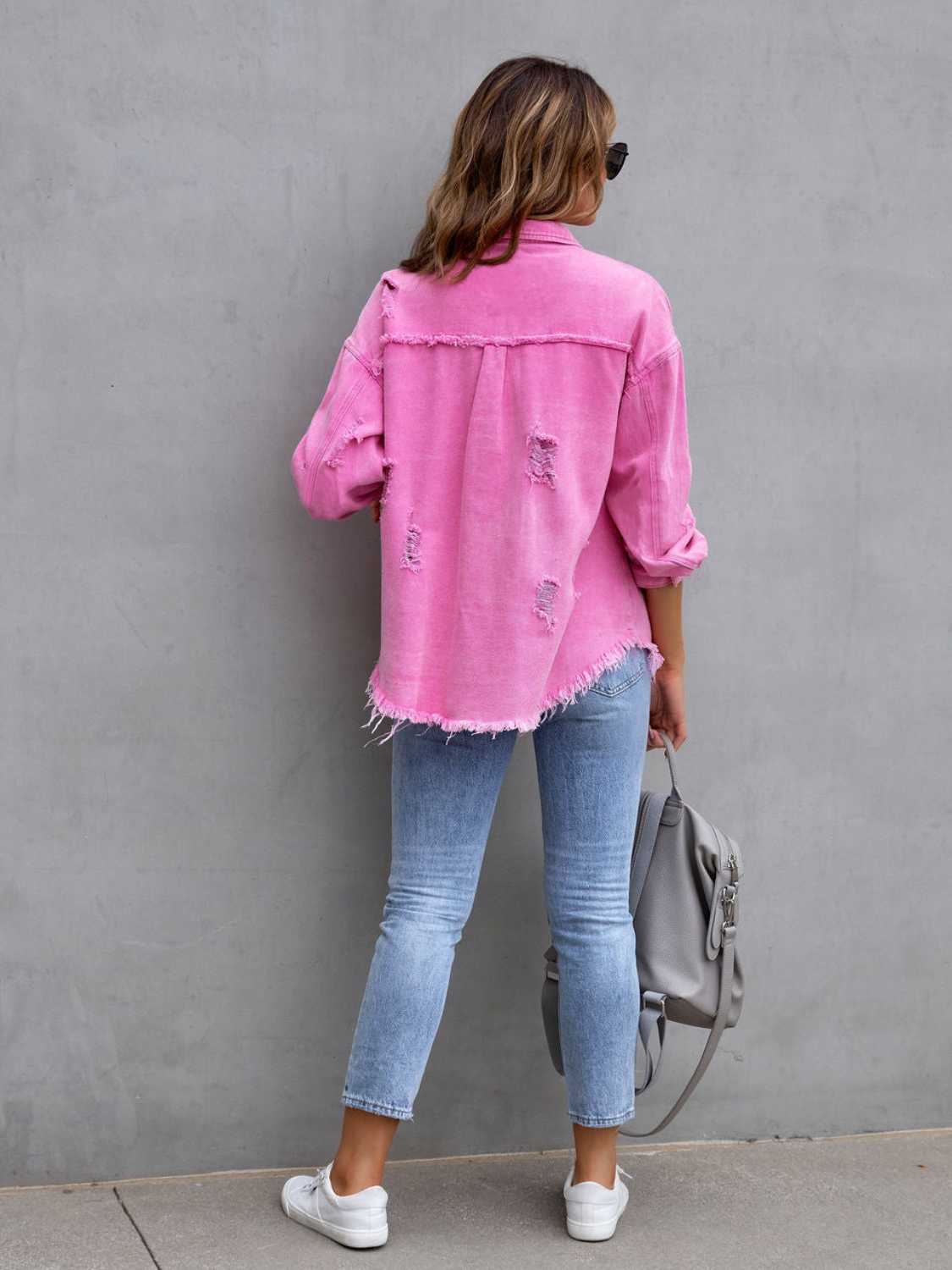 NEWYORKLISTED STYLE COLLECTION: Distressed Color Pop Denim Jacket - NEWYORKLISTED