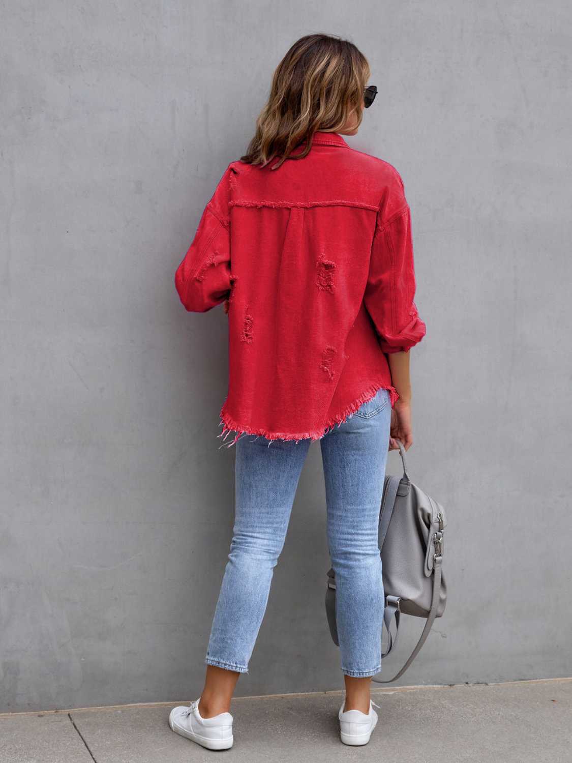 NEWYORKLISTED STYLE COLLECTION: Distressed Color Pop Denim Jacket - NEWYORKLISTED