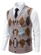 NEWYORKLISTED ATLAS MEN'S COLLECTION – Men's argyle V-neck button-down cardigan vest, product image 1