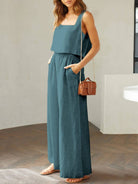 NYLD: Square Neck Top and Wide Leg Pants Set - NEWYORKLISTED