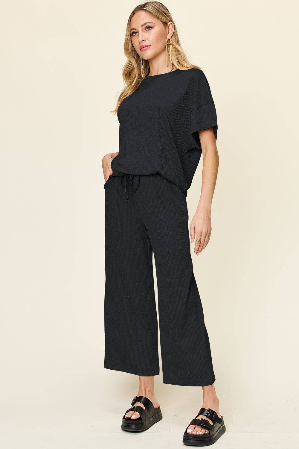NYLD Short Sleeve T-Shirt and Wide Leg Pants - NEWYORKLISTED