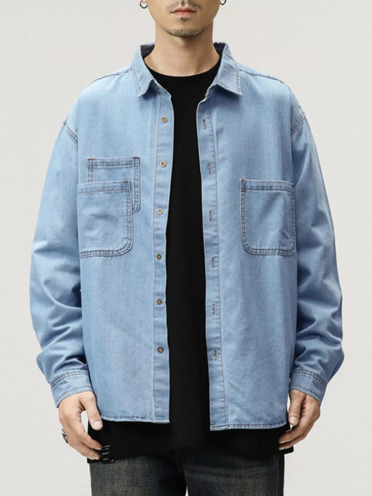 NEWYORKLISTED ATLAS MEN'S COLLECTION – Men's long-sleeve denim button-down shirt, product image 6