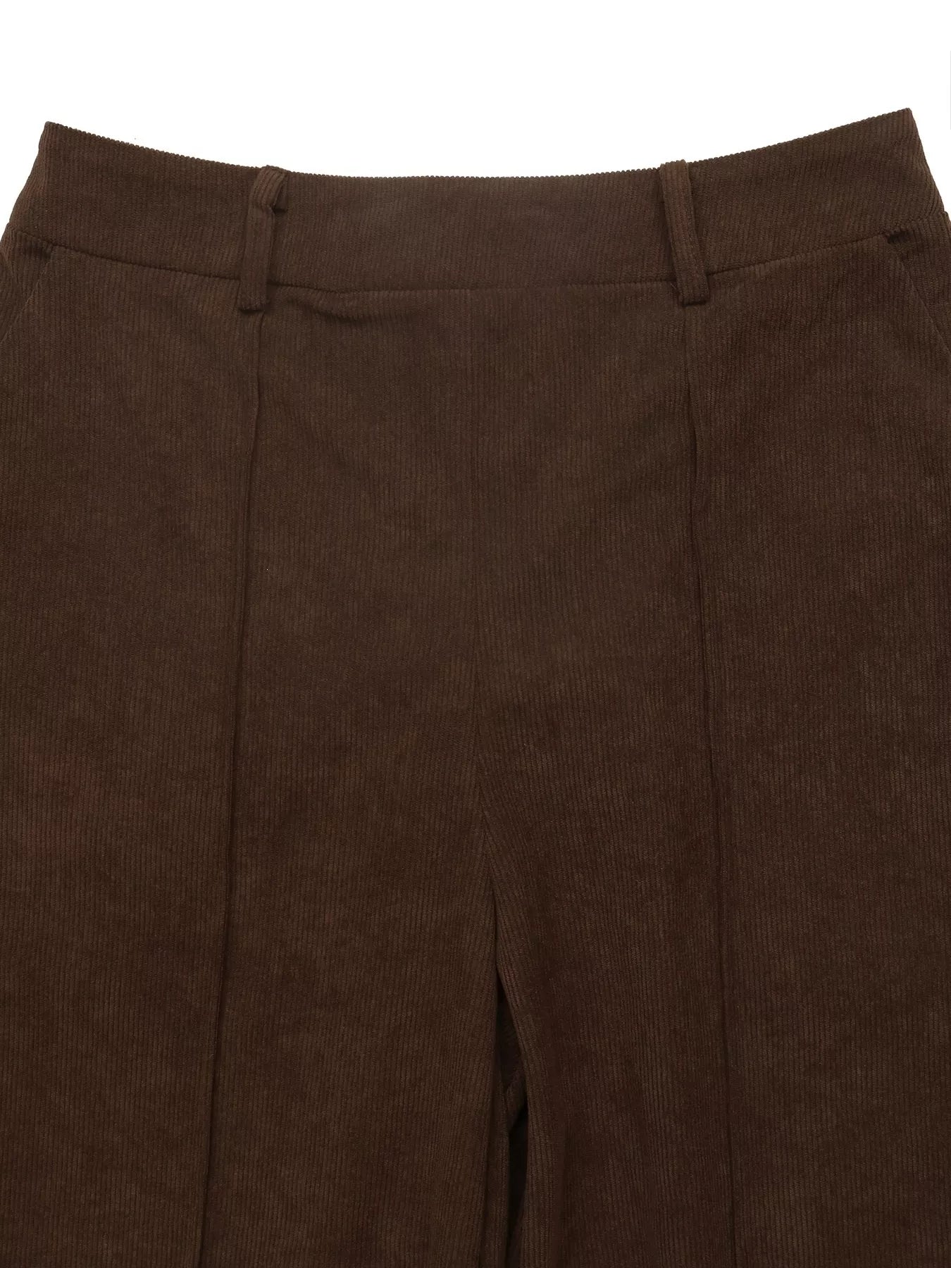 NEWYORKLISTED STYLE COLLECTION:   Close up of Women's Casual Pleated Brown Pants