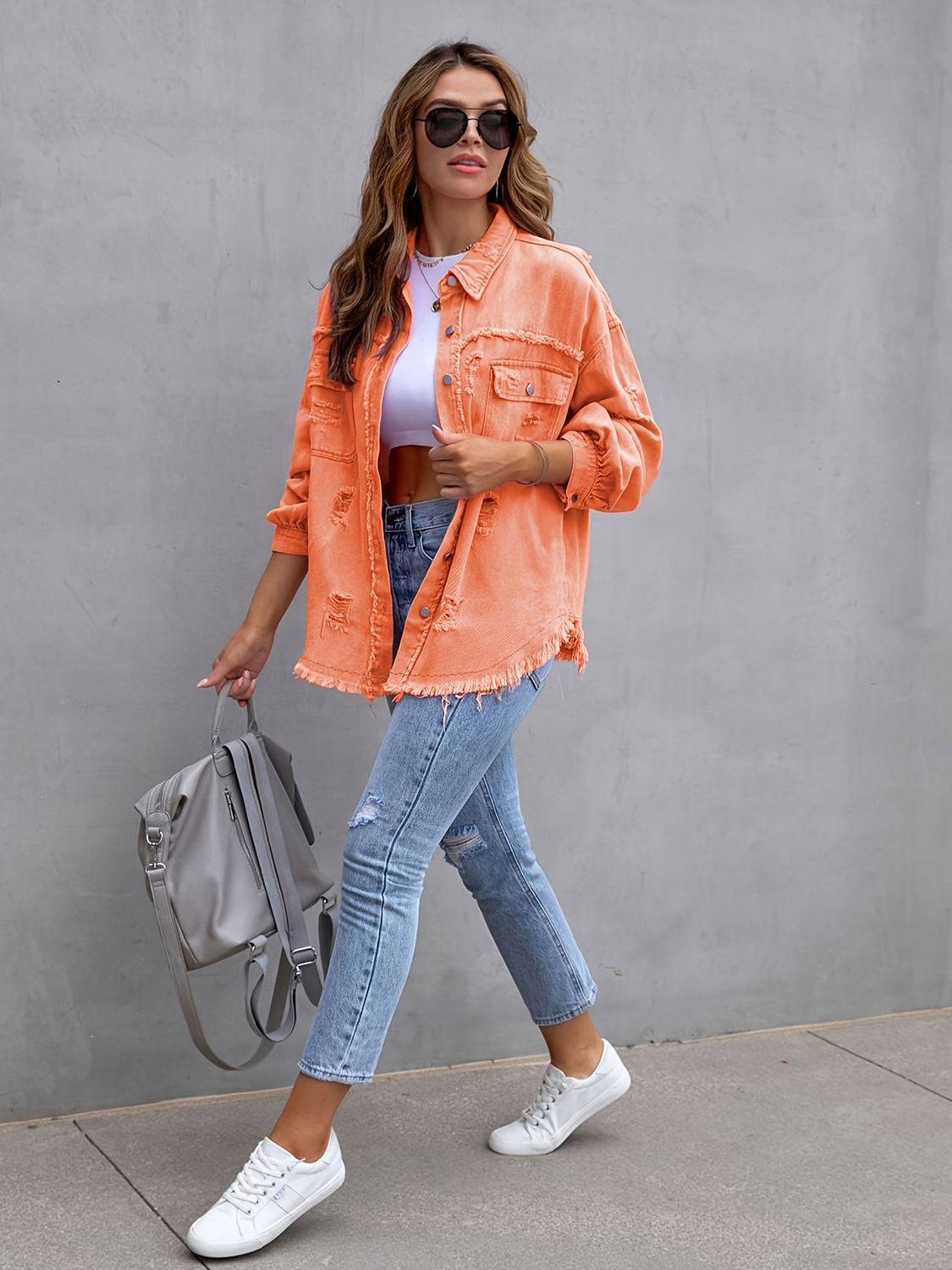 NEWYORKLISTED STYLE COLLECTION: Distressed Color Pop Denim Jacket - NEWYORKLISTED