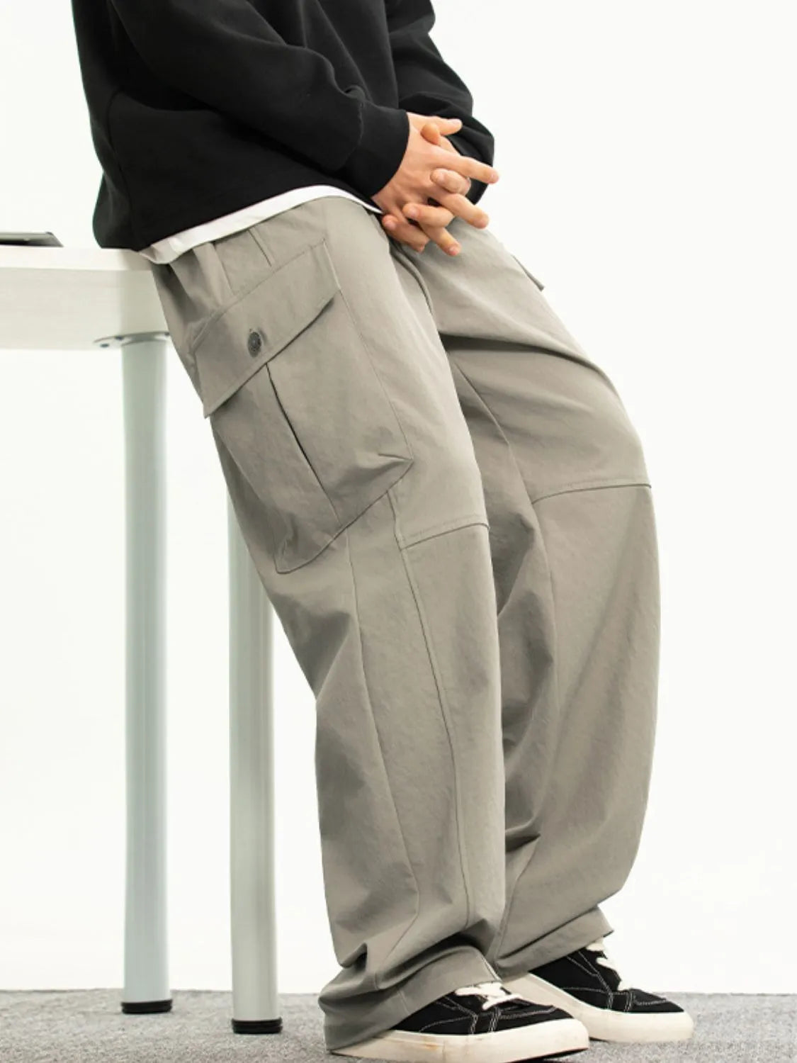 NEWYORKLISTED ATLAS MEN'S COLLECTION: Men's Plus Size Drawstring Pants with Pockets in Gray
