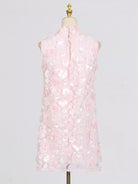 NEWYORKLISTED STYLE COLLECTION: Pink sleeveless dress on a mannequin against a gray background