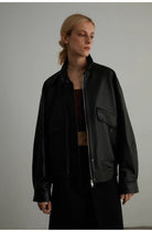 Brown Retro Genuine Leather Jacket Women's Motorcycle Sheep Leather Jacket Short "Loveless Muse" - NEWYORKLISTED