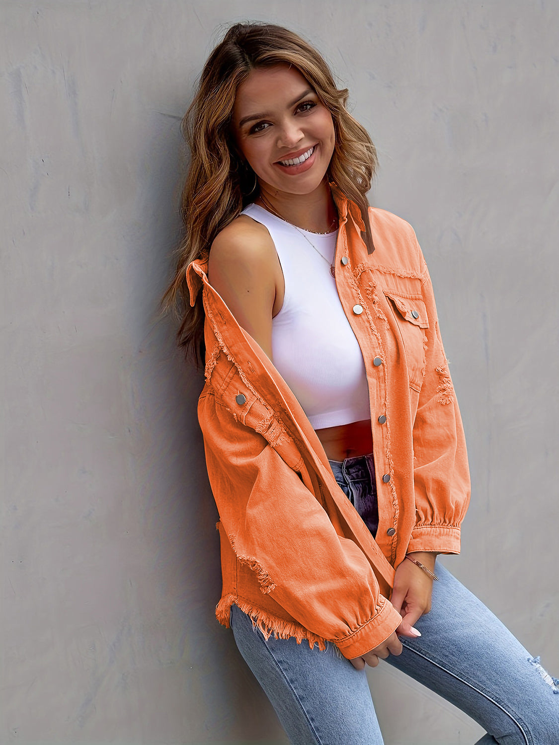 NEWYORKLISTED STYLE COLLECTION: Distressed Color Pop Denim Jacket - NEWYORKLISTED