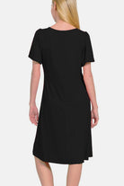 NEWYORKLISTED V-Neck Short Sleeve Dress - NEWYORKLISTED