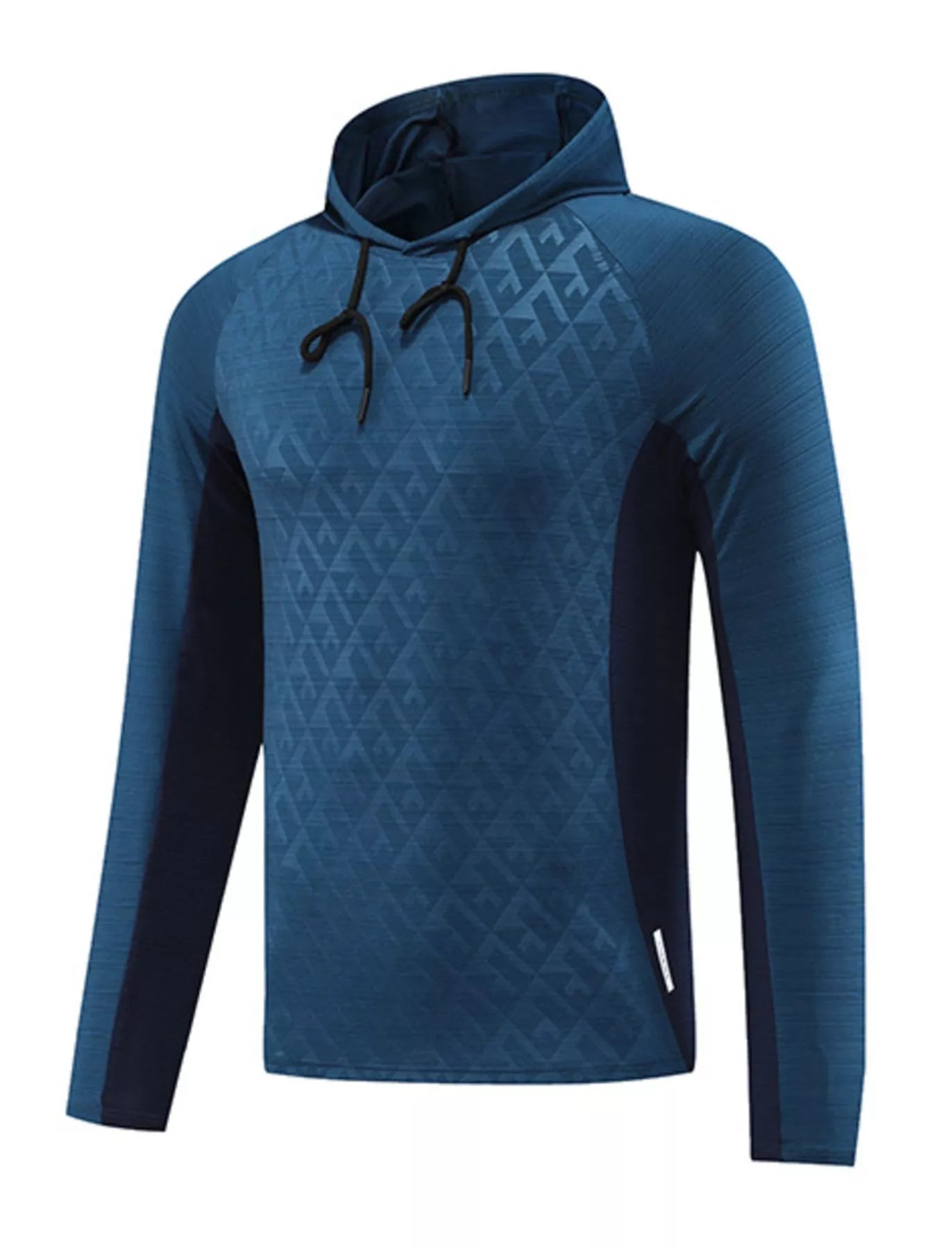NEWYORKLISTED ATLAS MEN's COLLECTION: Blue hoodie with geometric pattern on a white background